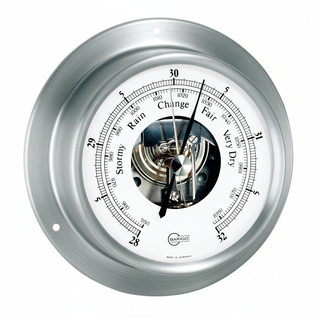 BARIGO Sky Schiffsuhren - Edelstahl Barometer & Quarzuhr Made in Germany Barometer