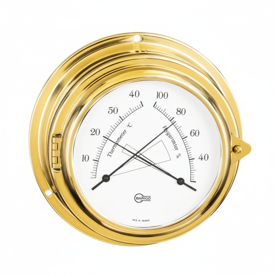 BARIGO Yacht Schiffsinstrumente - Messing hochglanzpoliert, Made in Germany Thermometer Hygrometer