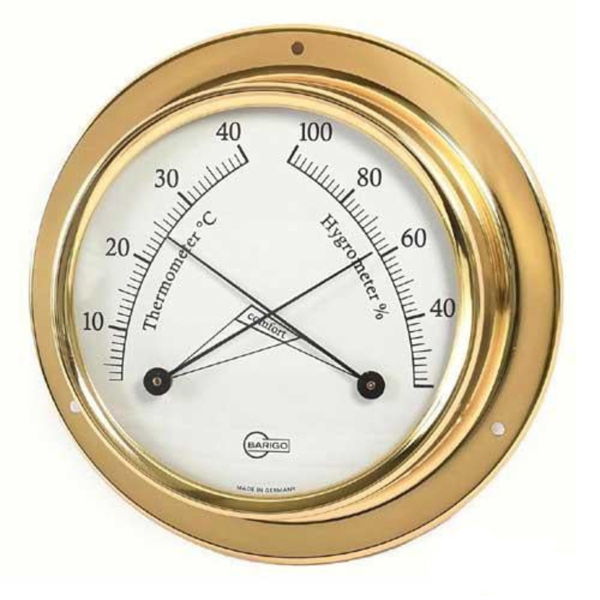 BARIGO Thermometer/Hygrometer Serie Tempo BR9710 - Messing hochglanzpoliert 70mm