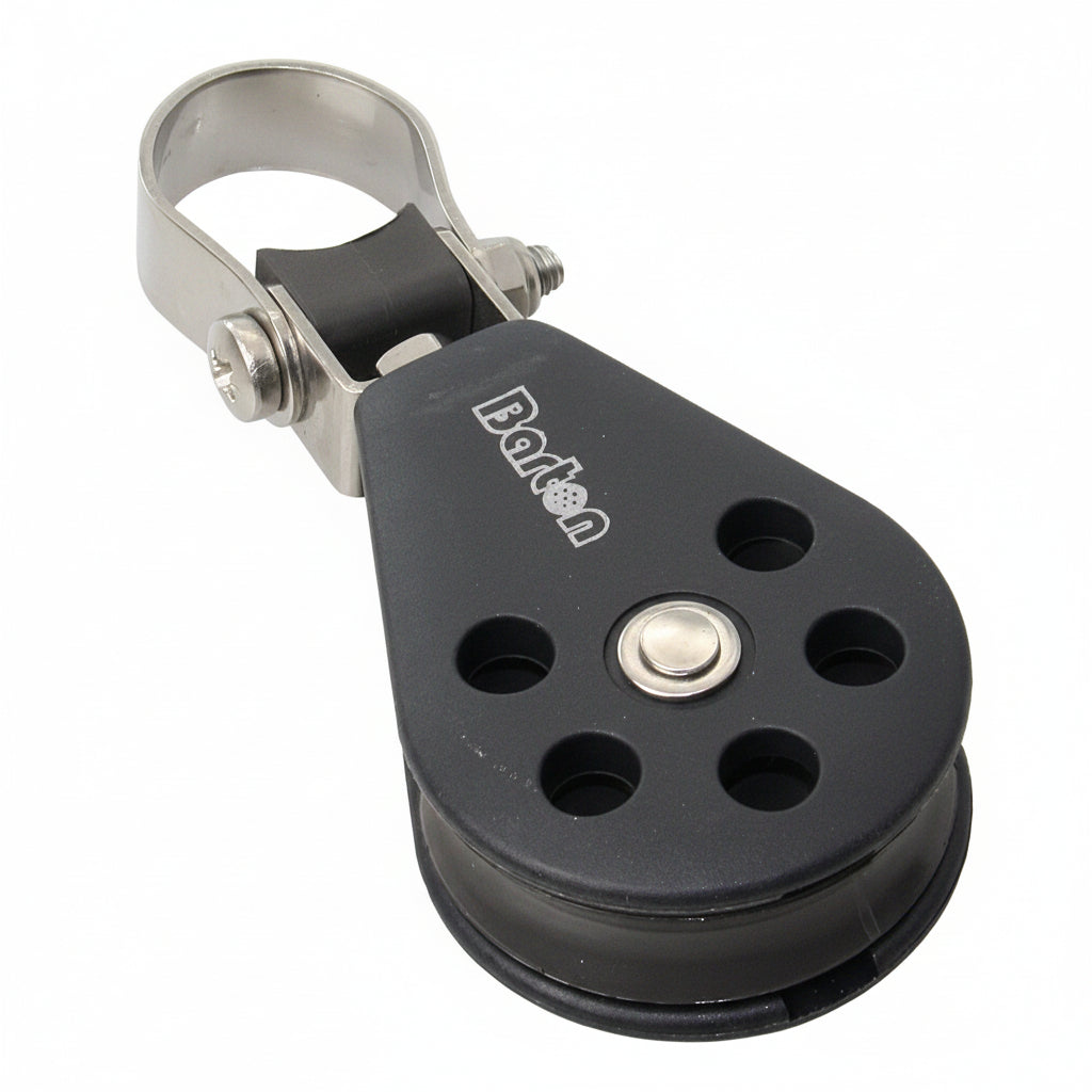 BARTON Einzelblock BTN03190 drehbar mit Gleitlager, 45x13mm Rolle, 800kg Bruchlast für Relingsstützen 25mm
