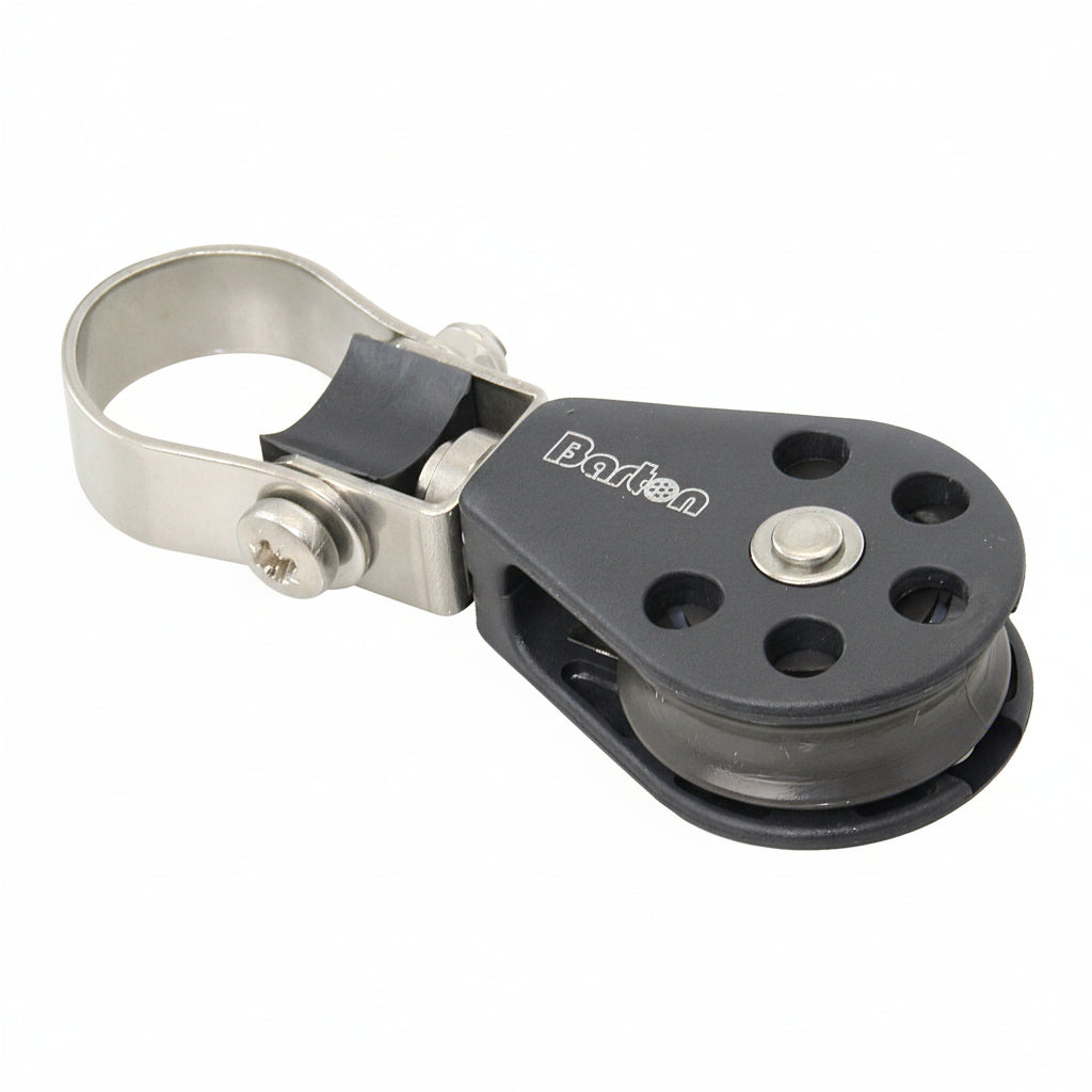 BARTON Einzelblock BTN02190 drehbar für Relingsstützen 25mm mit Gleitlager, 35x11mm Rolle, 740kg Bruchlast
