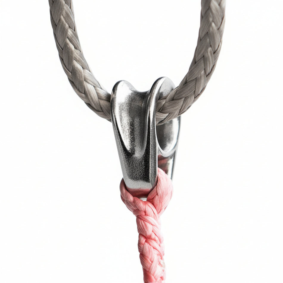 Umlenkrolle für Rollfock aus Edelstahl A4 AISI316 zum Anspleißen, geeignet für Leinen bis 5mm Durchmesser