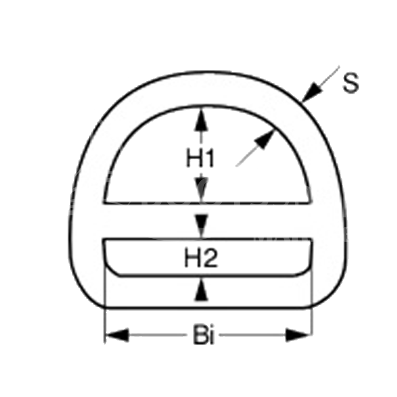 D-Ring mit Steg Edelstahl 1.4401 - Industriefinish 4800 kg Bruchlast