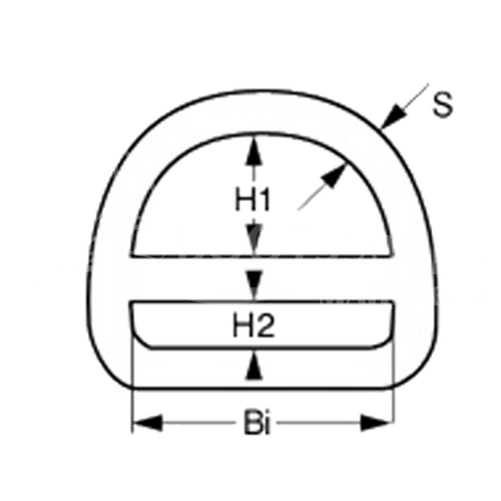 D-Ring mit Steg Edelstahl 1.4401 - Industriefinish 4800 kg Bruchlast