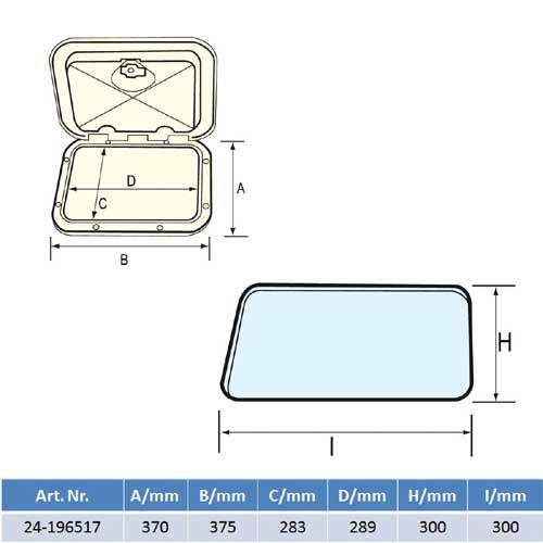 Zugangsklappe wasserdicht 370x375mm ABS weiß mit Chromgriff