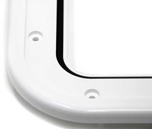 Zugangsklappe wasserdicht 370x375mm ABS weiß mit Chromgriff