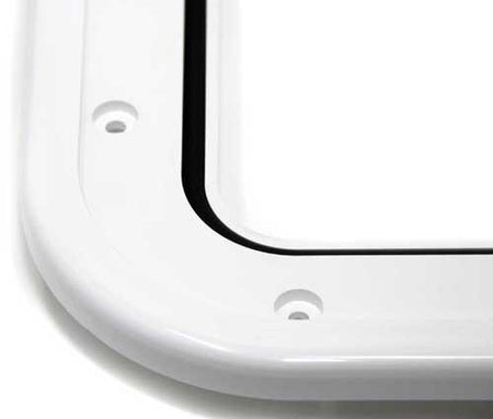 Zugangsklappe wasserdicht 370x375mm ABS weiß mit Chromgriff