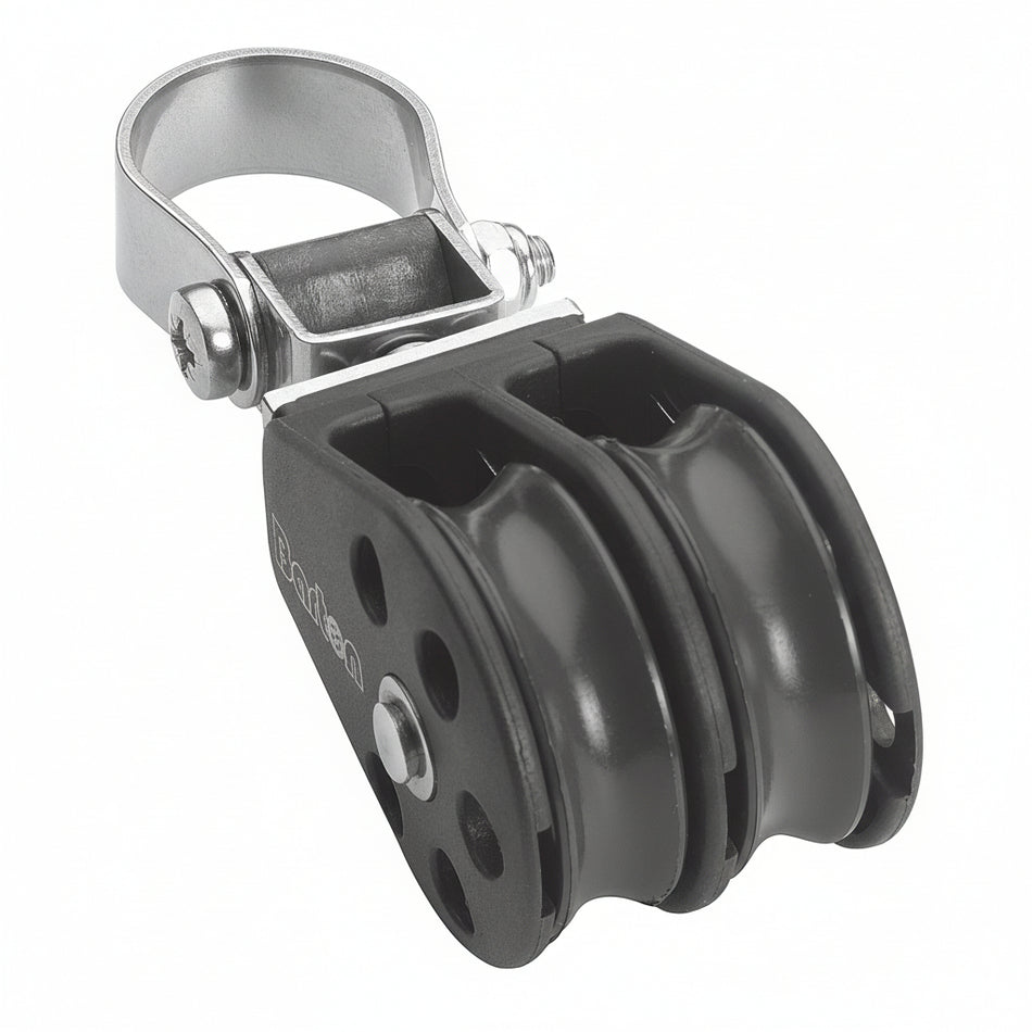 BARTON Doppelblock BTN12290 drehbar für Relingsstützen 25mm mit Kugellager, 34x11mm Rollen, 740kg Bruchlast
