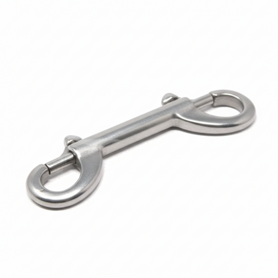 Karabinerhaken Doppelt Edelstahl A4 AISI 316 - Doppelkarabiner 100-115mm, rostfrei, meerwasserbeständig, salzwasserfest für maritime Anwendungen
