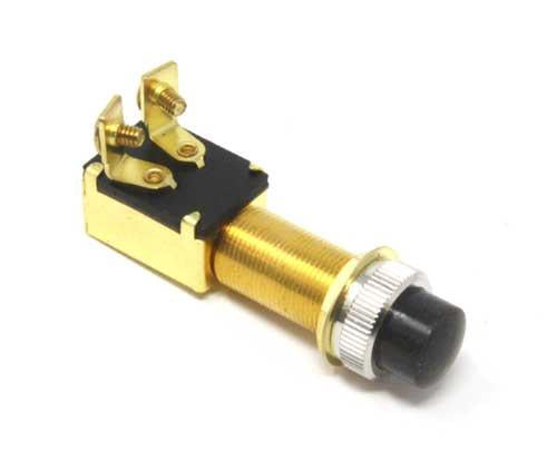 Drucktaster Messing verchromt 16mm 20A - Taster schwarz/rot/chrom schwarz