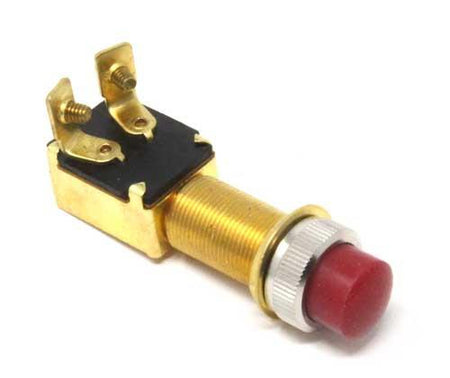 Drucktaster Messing verchromt 16mm 20A - Taster schwarz/rot/chrom rot