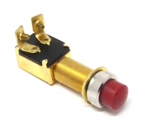 Drucktaster Messing verchromt 16mm 20A - Taster schwarz/rot/chrom rot