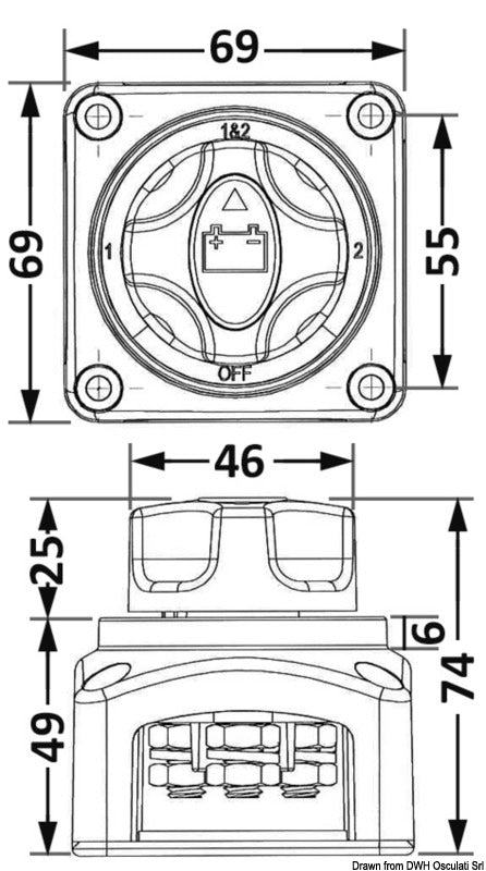Batterieumschalter 12/24V 1000A - Batt.1 - Batt.2 - Batt.1+2 - OFF
