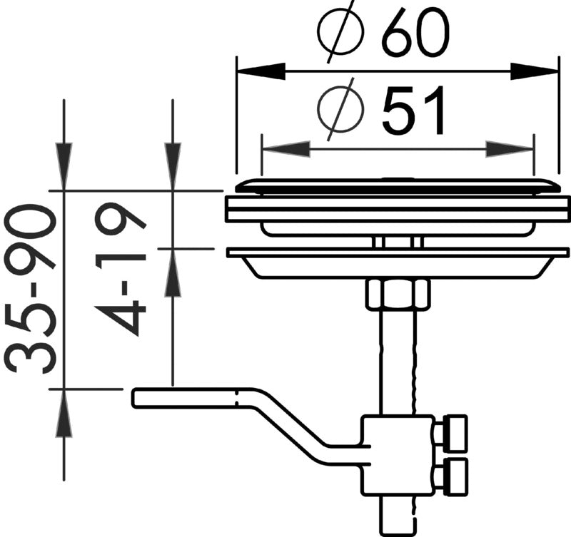 Bodenheber Edelstahl A4 - AISI 316 mit Schloss - Ø 60 mm verstellbar