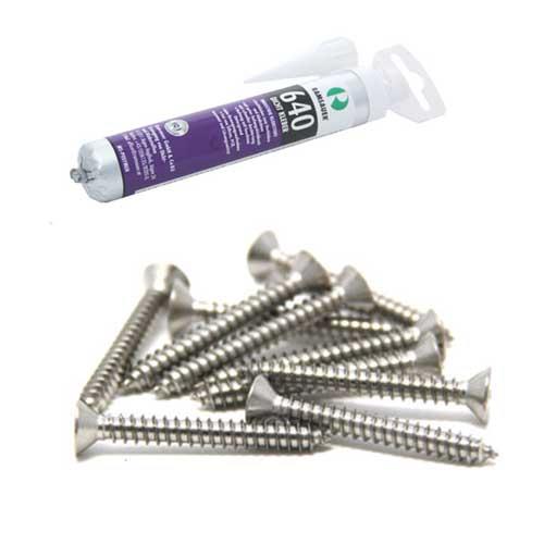 Einbaukit für Decksluken mit Schrauben und Dichtmittel