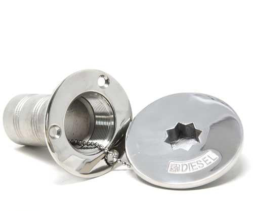 Tankeinfüllstutzen mit Winschaufnahme Edelstahl A4-AISI 316 - Wasser, Diesel, Gas & Abfall