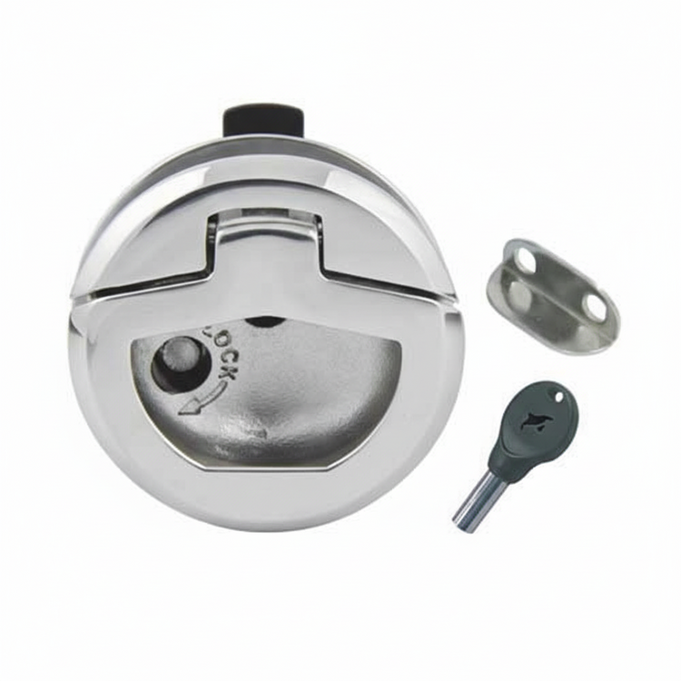 Edelstahl Schiebeverschluss mit Schloss A4 AISI 316 - Klemmbereich 9-22 mm