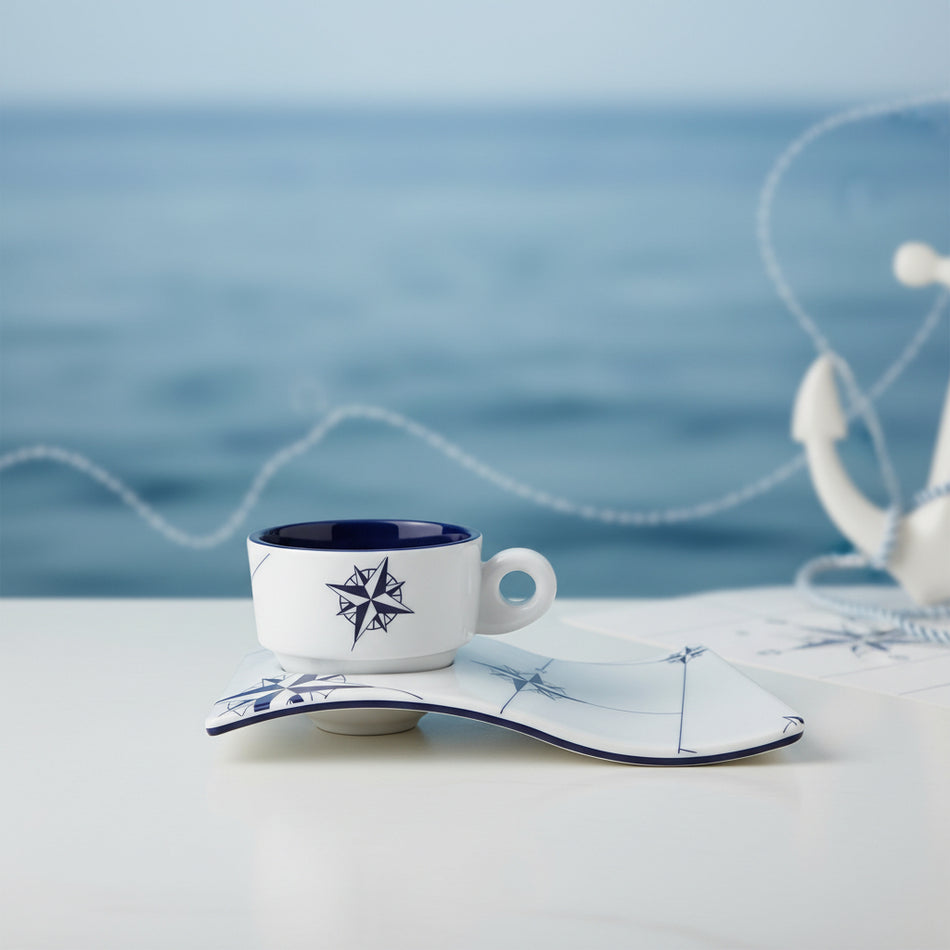 Marine Business Northwind Kaffeetassen 6er Set - Melamin Espressotassen mit Untertassen