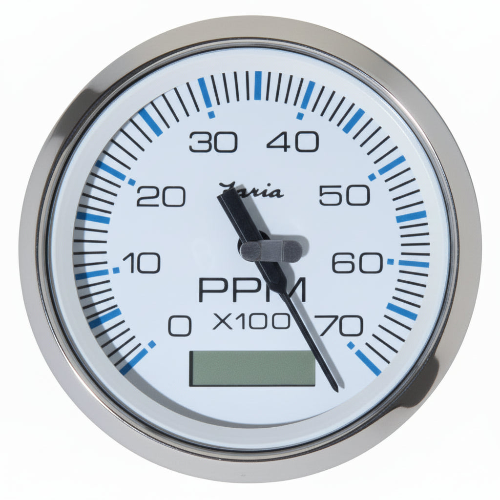 Faria Drehzahlmesser 0-7000 Serie Chesapeake White 85mm 12V mit Betriebsstundenzähler - FM33840