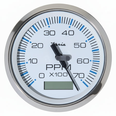 Faria Drehzahlmesser 0-7000 Serie Chesapeake White 85mm 12V mit Betriebsstundenzähler - FM33840