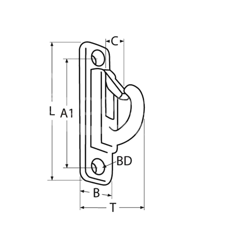 Fenderhaken Edelstahl 814900 - Schmaler Haken mit Schnappsicherung