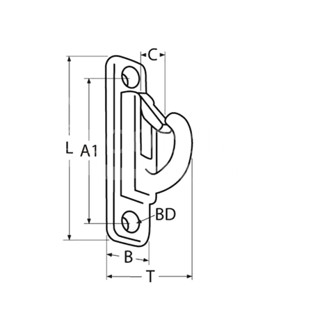 Fenderhaken Edelstahl 814900 - Schmaler Haken mit Schnappsicherung