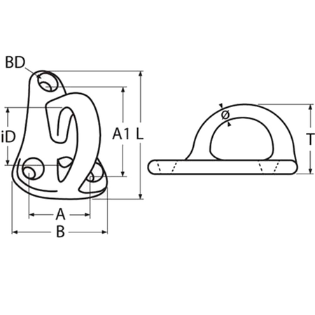Fenderleinenhalterung aus Edelstahl A4 (AISI 316) - 2 Stück