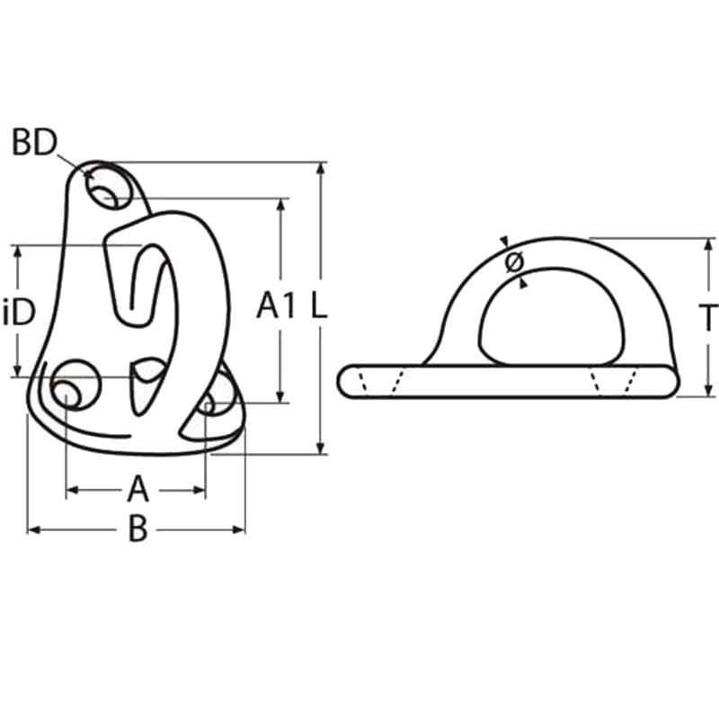 Fenderleinenhalterung aus Edelstahl A4 (AISI 316) - 2 Stück
