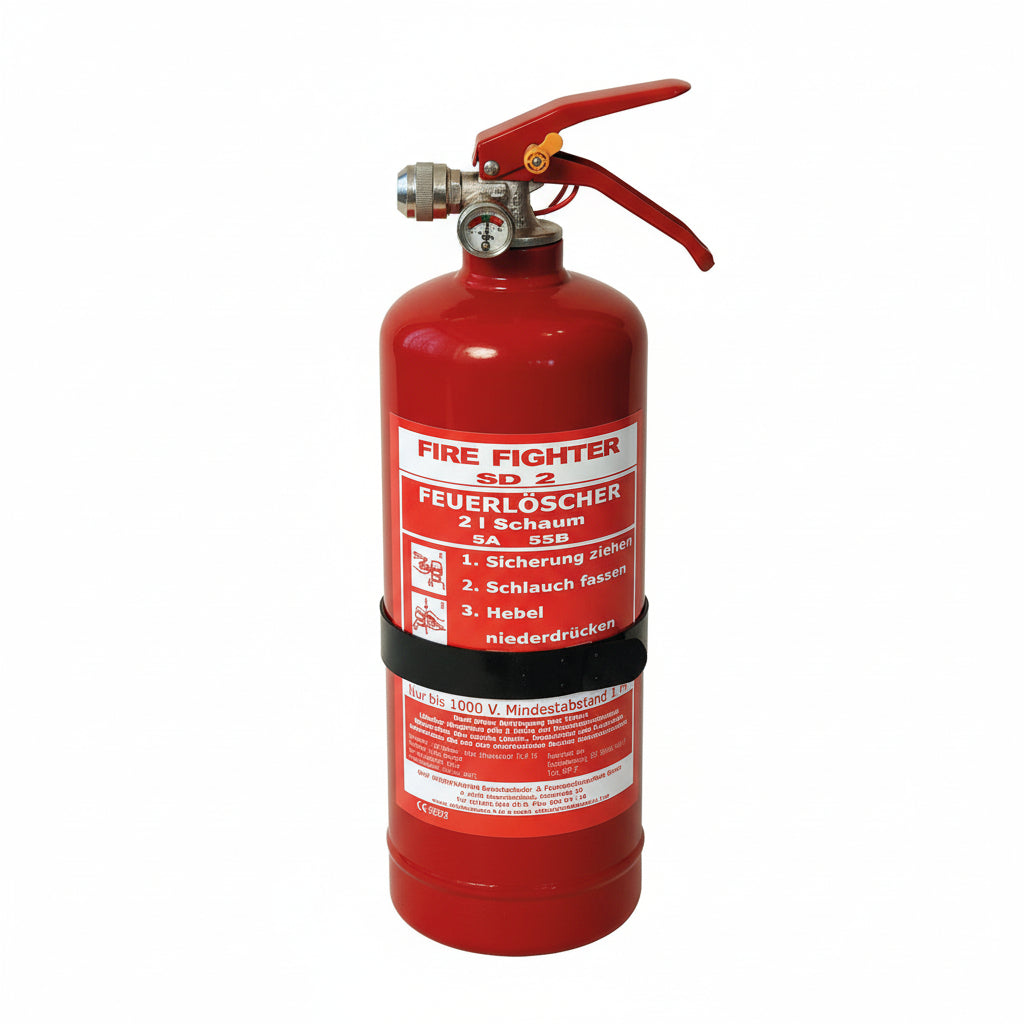 Feuerlöscher 2 kg Schaum – Dauerdruckgerät mit KFZ- & Wandhalterung – Ö-NORM EN 3