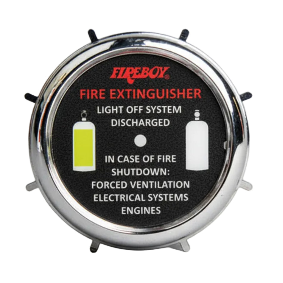 Fireboy Deluxe-Entladealarm – Visueller & akustischer Status-Monitor für Feuerlöschsysteme chrom