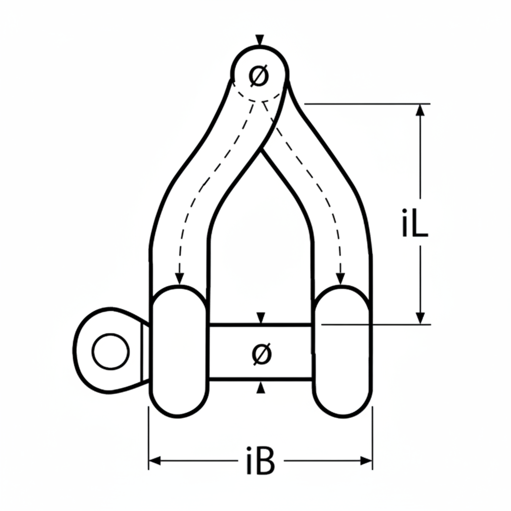 Schäkel gedrehte Form Edelstahl - A4-AISI 316 für Baumschlingen