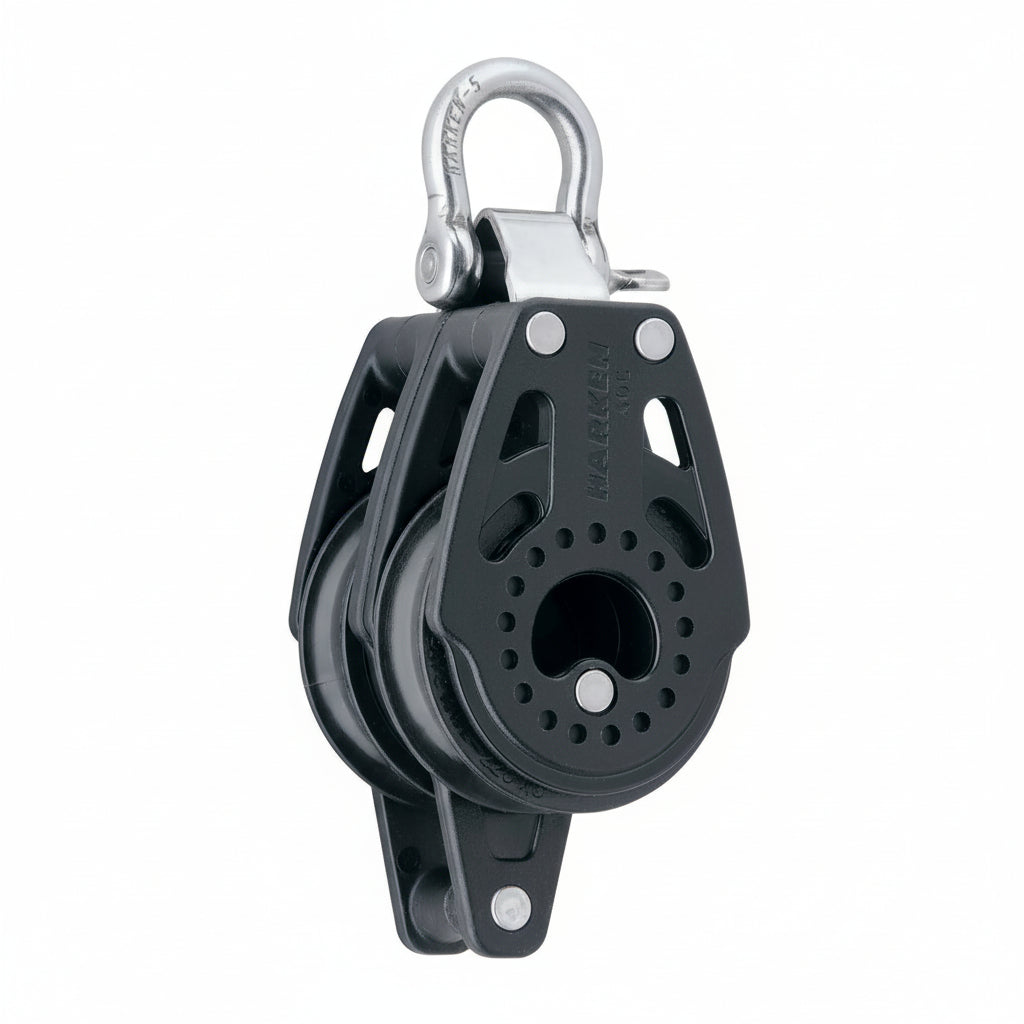 Harken 40mm Carbo Doppelblock mit Hundsfott fixiert – H2643