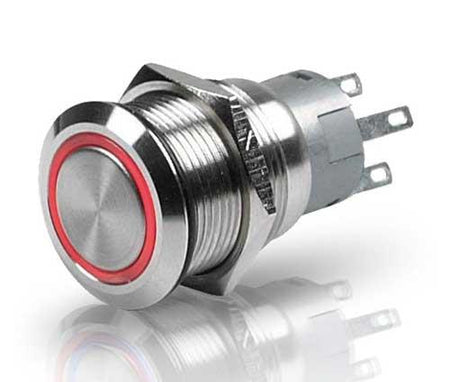 HELLA Marine LED Drucktaster Edelstahl 19mm 5A IP67 - LED rot