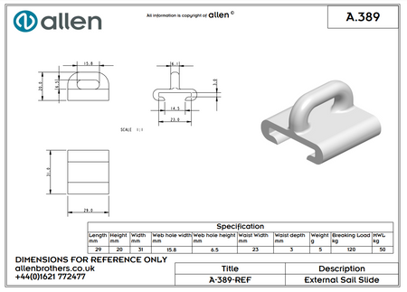 Holt Allen Mastrutscher A389 - Rutscher für T-Schiene HA226