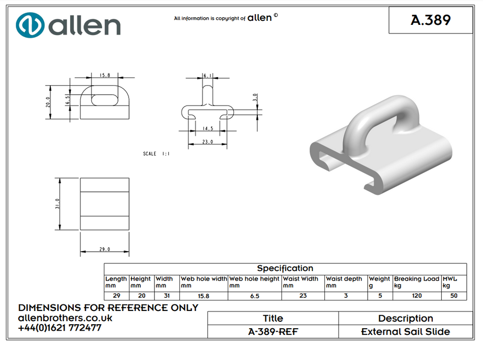 Holt Allen Mastrutscher A389 - Rutscher für T-Schiene HA226