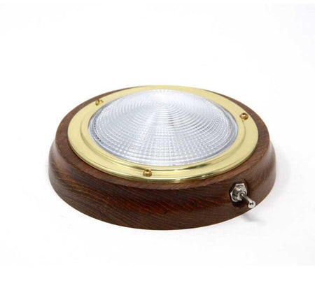 Kojenleuchte Deckenleuchte Messing/Holz 12V - Mit Kippschalter