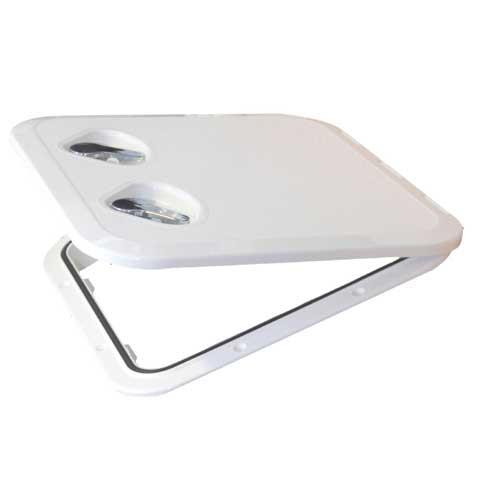 Zugangsklappe wasserdicht 370x375mm ABS weiß mit Chromgriff