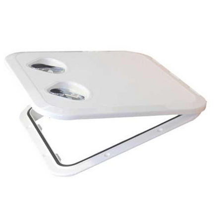 Zugangsklappe wasserdicht 370x375mm ABS weiß mit Chromgriff