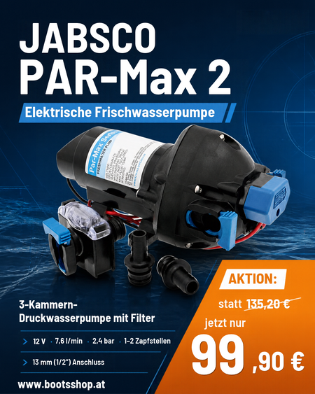 JABSCO PAR-Max 2.0 Druckwasserpumpe 7,6l/min - 3-Kammern 12V/24V