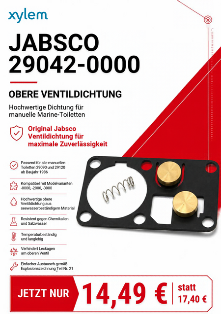 Jabsco 29042-0000 Obere Ventildichtung für Toiletten 29090/29120