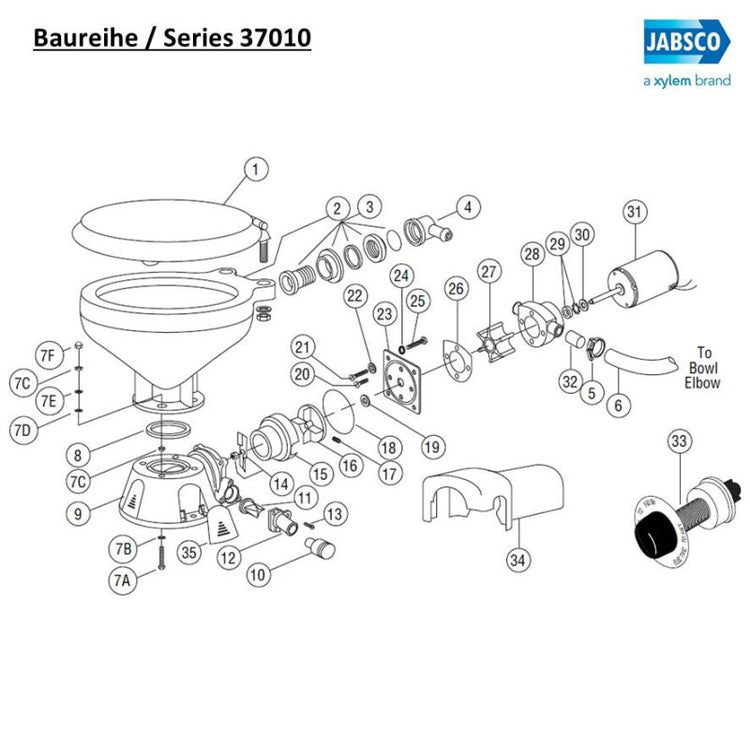 JABSCO 44107-1000 Auslassstutzen 1″ (25 mm) für Bootstoiletten