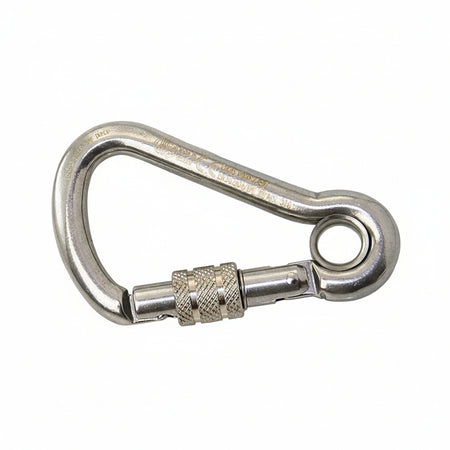Karabinerhaken asymmetrisch mit Schraubverschluss und Öse Edelstahl - KEY-Lock