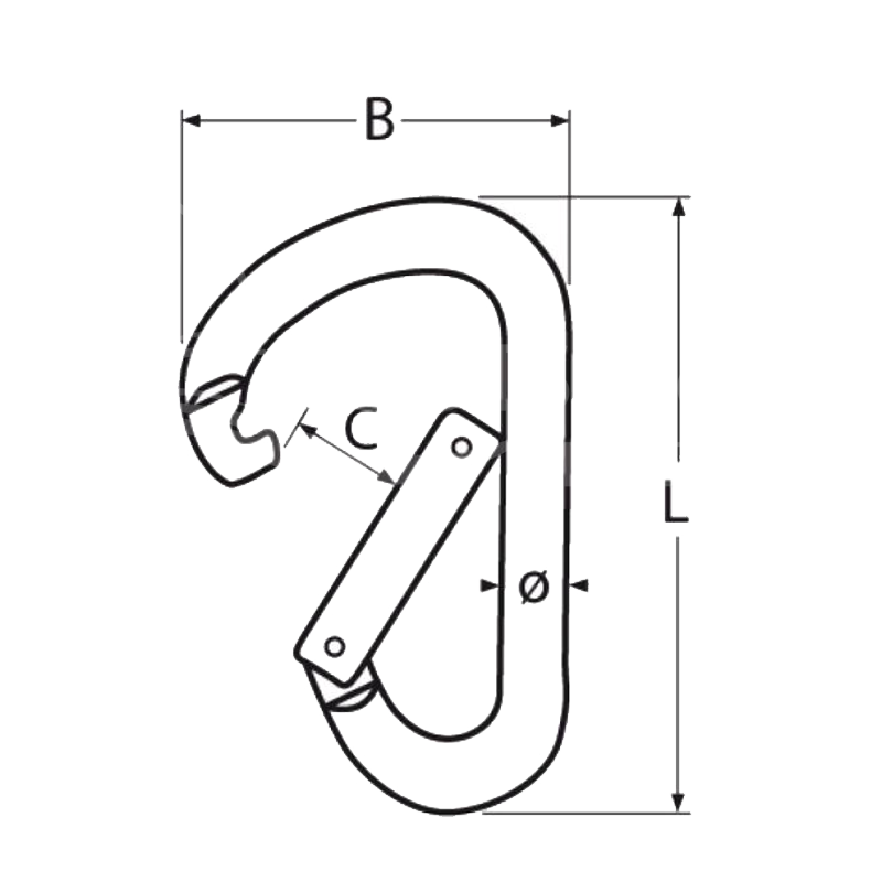 Karabinerhaken Alu Ø 12 mm - Sehr leichter Alu-Karabiner 2400 kg Bruchlast