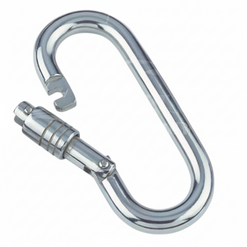 Karabinerhaken mit Springverschluss Oval Edelstahl A4 AISI 316 - 90-110mm ovale Form, 500-1070kg Bruchlast, salzwasserfest für maritime und industrielle Anwendungen
