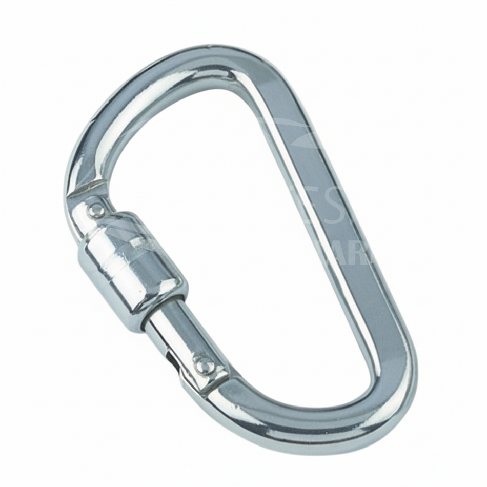 Karabinerhaken mit Springverschluss Edelstahl A4 AISI 316 - 80mm mit Sicherungsverschluss, 900kg Bruchlast, salzwasserfest für maritime Anwendungen
