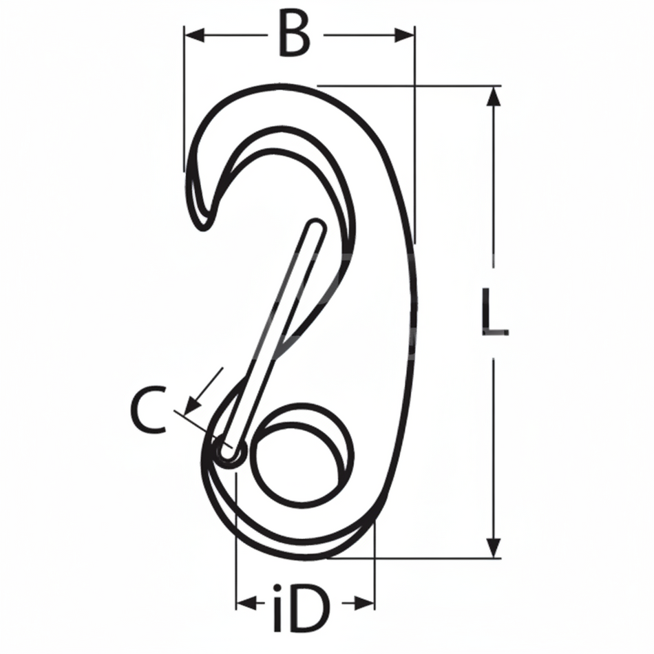 Karabinerhaken Surf Snap Ø 10 mm - Kompakter Aluminium-Karabiner in verschiedenen Farben Abmessungen