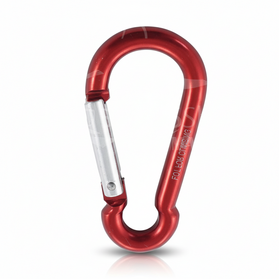 Karabinerhaken Alu rot - Symmetrischer Aluminium-Karabiner 84880550RO, 15mm Öffnung, leicht für Camping und Outdoor
