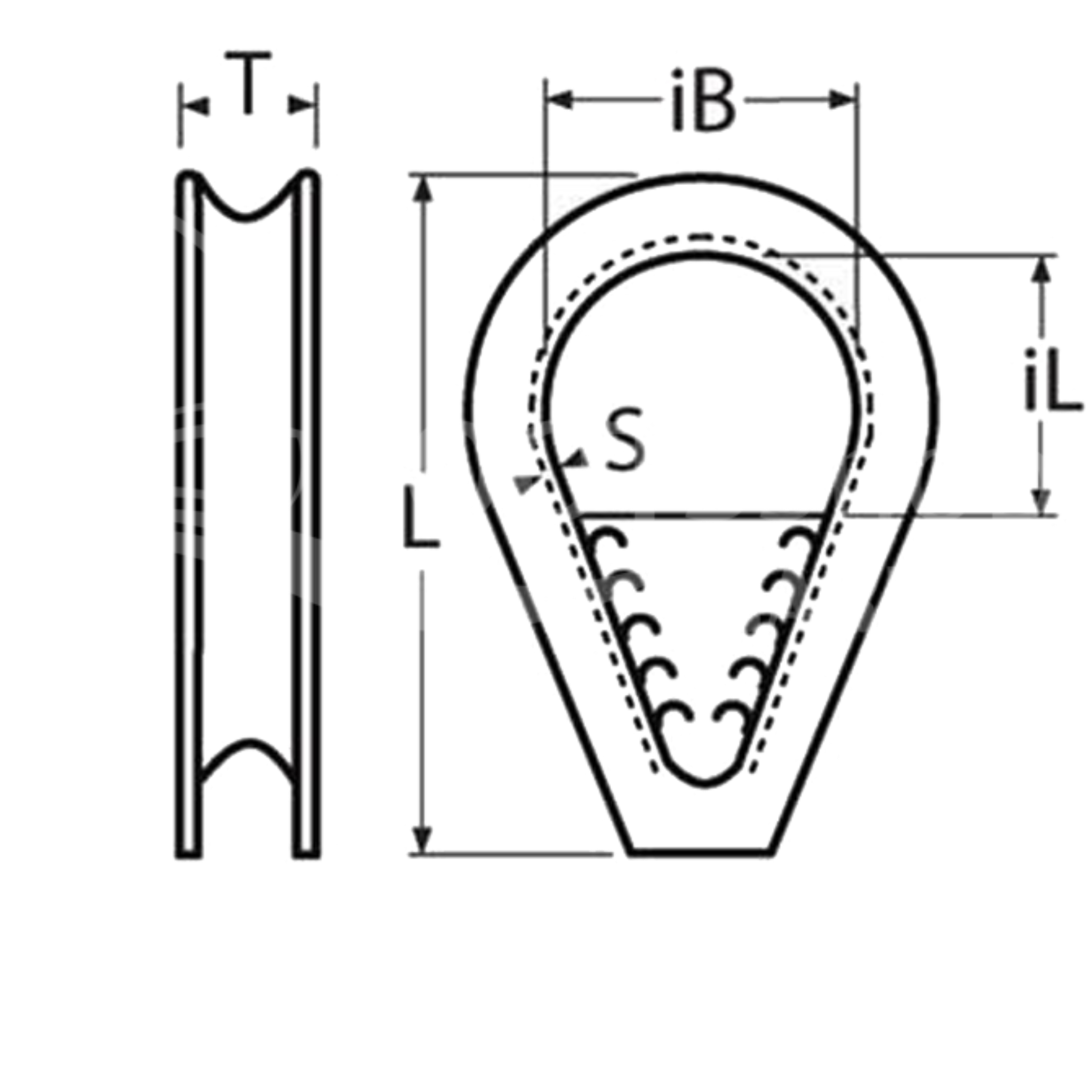 Kausche mit Steg Edelstahl A4-AISI 316 - 5 Größen für Drahtseil 6-14 mm