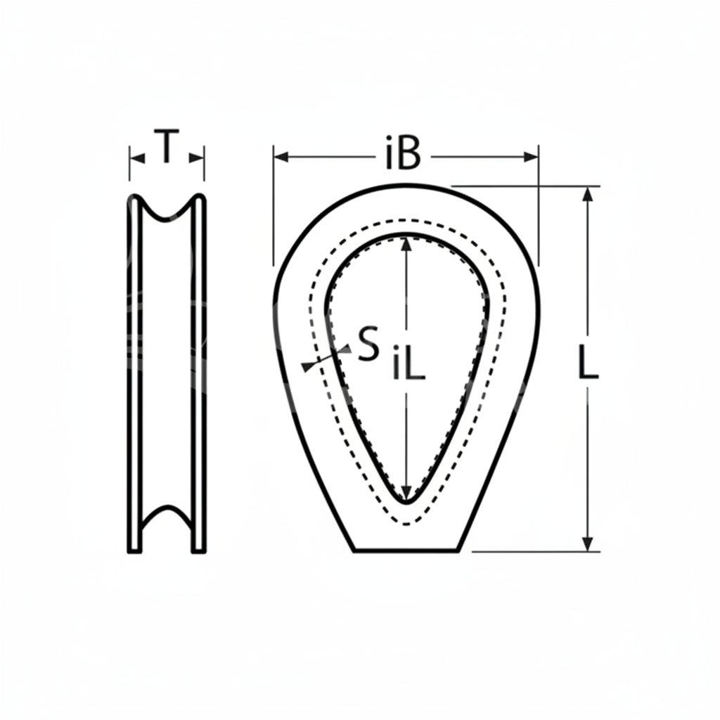 Boyenkausche Edelstahl A4-AISI 316 - Schwere geschlossene Form, 4 Größen für Drahtseil 2-6 mm