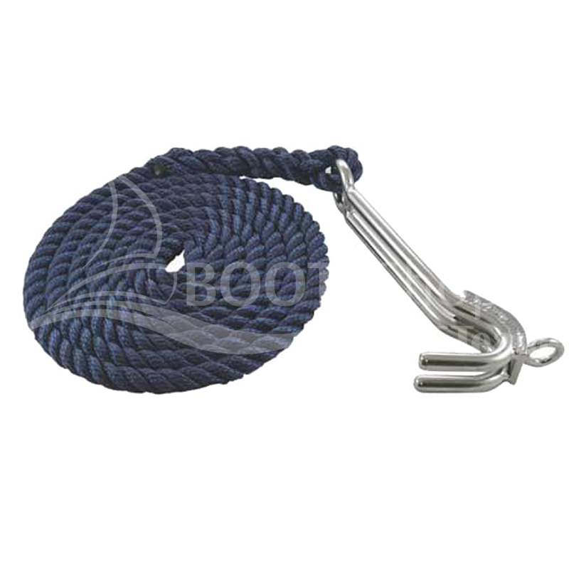 Kettenkralle Edelstahl A4 - Kettensicherung mit gespleißtem Seil 3m